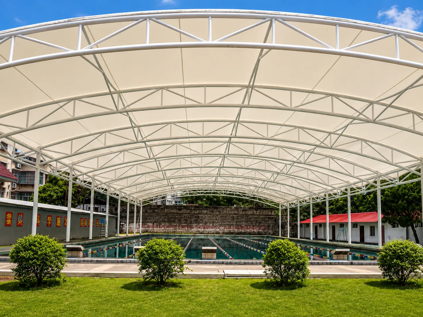 Swimming Pool Tensile Structure - Slide 1